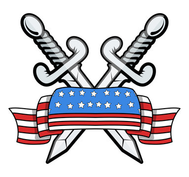 Patriotic - 4th of July Concept - Sword and Flag - Vector