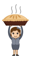 Happy Woman Prepared Apple Pie - Cartoon Business Character