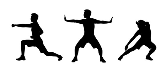 man practicing tai chi silhouettes set 1