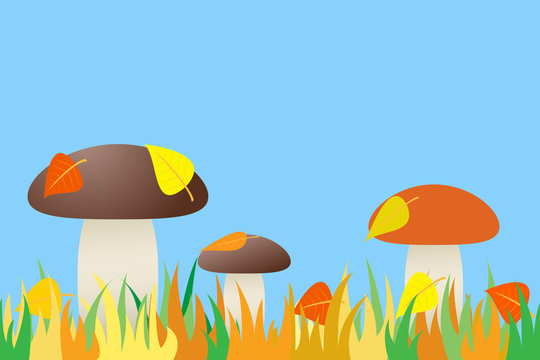 Seamless of mushroom in grass.