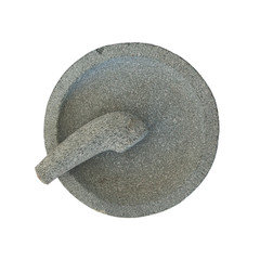 Stone mortar on white background
