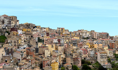 Fototapeta premium Homes on the slopes of Etna - Centuripe, Enna