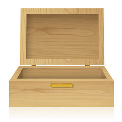 Open wood box. Vector design