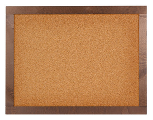 Empty corkboard isolated on white