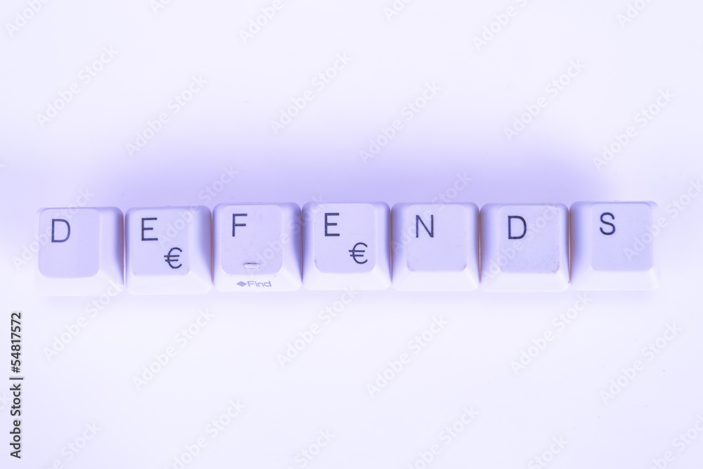 Fototapete defends word written with computer buttons