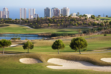 Golf field in the city of Benidorm, Spain