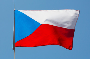 Czech flag in wind against the sky