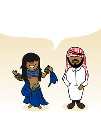 Arabian cartoon couple social bubble