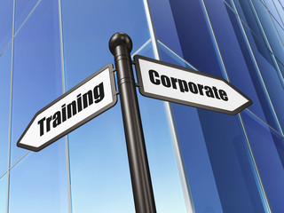 Education concept: Corporate Training on Building background