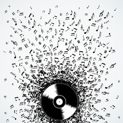 Fototapeta premium Dj music notes splash record vinyl