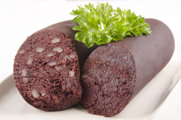 home made black pudding with parsley