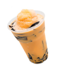 ice orange milk tea with grass jelly