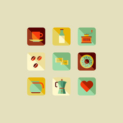 Coffee flat icons concept illustration