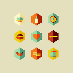 Coffee concept flat icons design