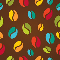 Colorful coffee beans seamless pattern illustration