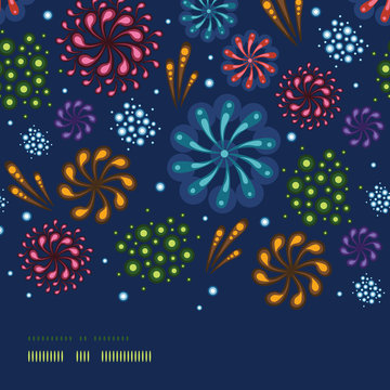 Vector holiday fireworks horizontal seamless pattern background