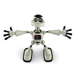 white robot give me a huge