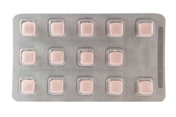 Square shape tablet in transparent blister pack