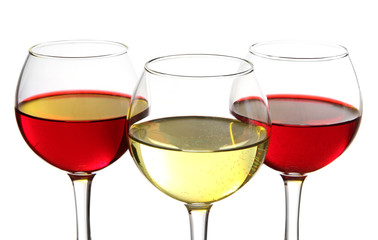 Glasses of wine isolated on white