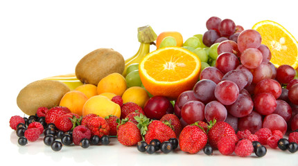 Naklejka na ściany i meble Fresh fruits and berries isolated on white