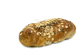 Bread with seeds of oat isolated on white