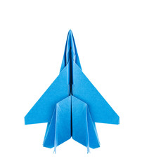 Origami F-15 Eagle Jet Fighter isolated on white background