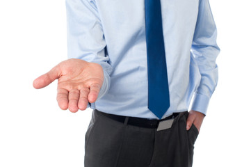 Businessman open palm hand