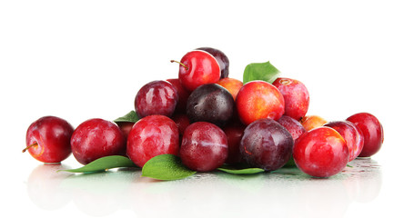 Ripe plums isolated on white