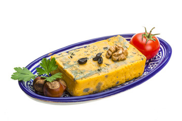 Gold cheese with mould