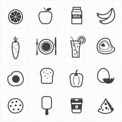 Food and fruits icons set