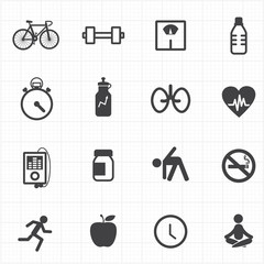 Fitness healthcare icons set