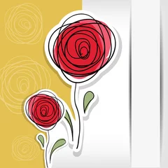 Stickers pour porte Fleurs abstraites Fond floral avec des roses abstraites