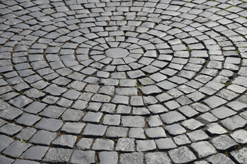 Cobblestone pavement.