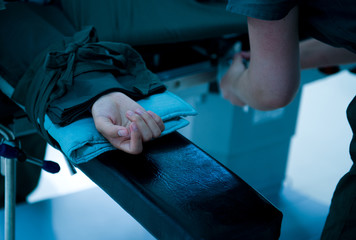 patient lying on bed