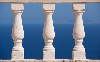 Fototapeta premium stone white balustrade on sky background