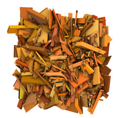 3d shape fragmented pattern orange backdrop