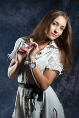 Portrait of attractive teenage girl looking at the camera