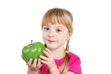 child with apple