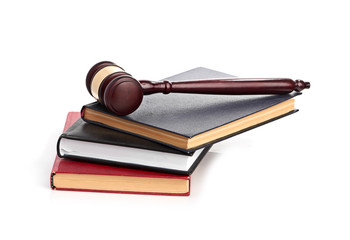 books and gavel studio isolated on white