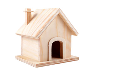Wooden house maquette on white