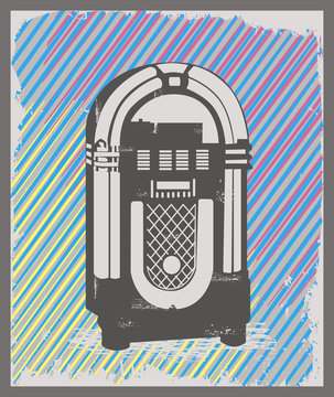 Vintage style jukebox in grunge frame