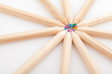 Pencils over white