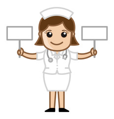 Nurse with Two Blank Banners - Doctor & Medical