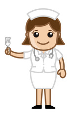 Nurse Showing Extracted Tooth - Doctor & Medical Character