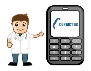 Contact Us - Doctor & Medical Character Concept