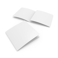 blank leaflet template in square size with three wings