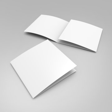 blank leaflet template in square format  with three wings