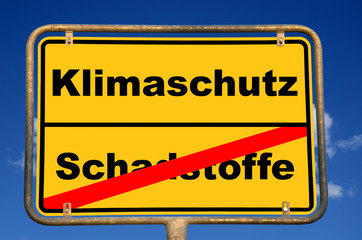 Schild Schadstoffe Klimaschutz