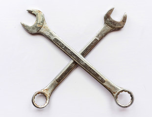 Two wrench tool and white background
