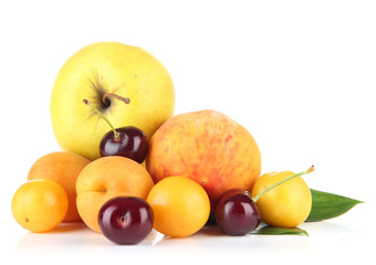 Naklejka na ściany i meble Bright summer fruits isolated on white